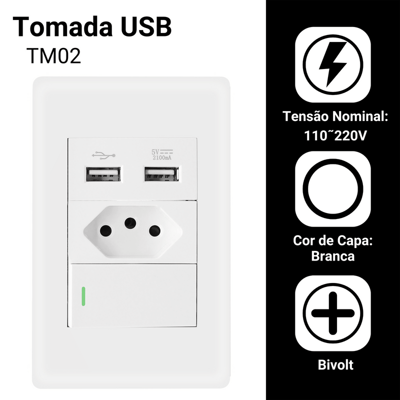 Tomada Duo 2 Usb - Kmelo120